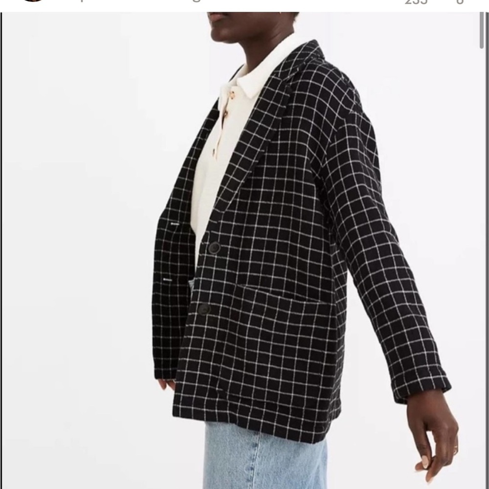 Madewell Black Windowpane Blazer